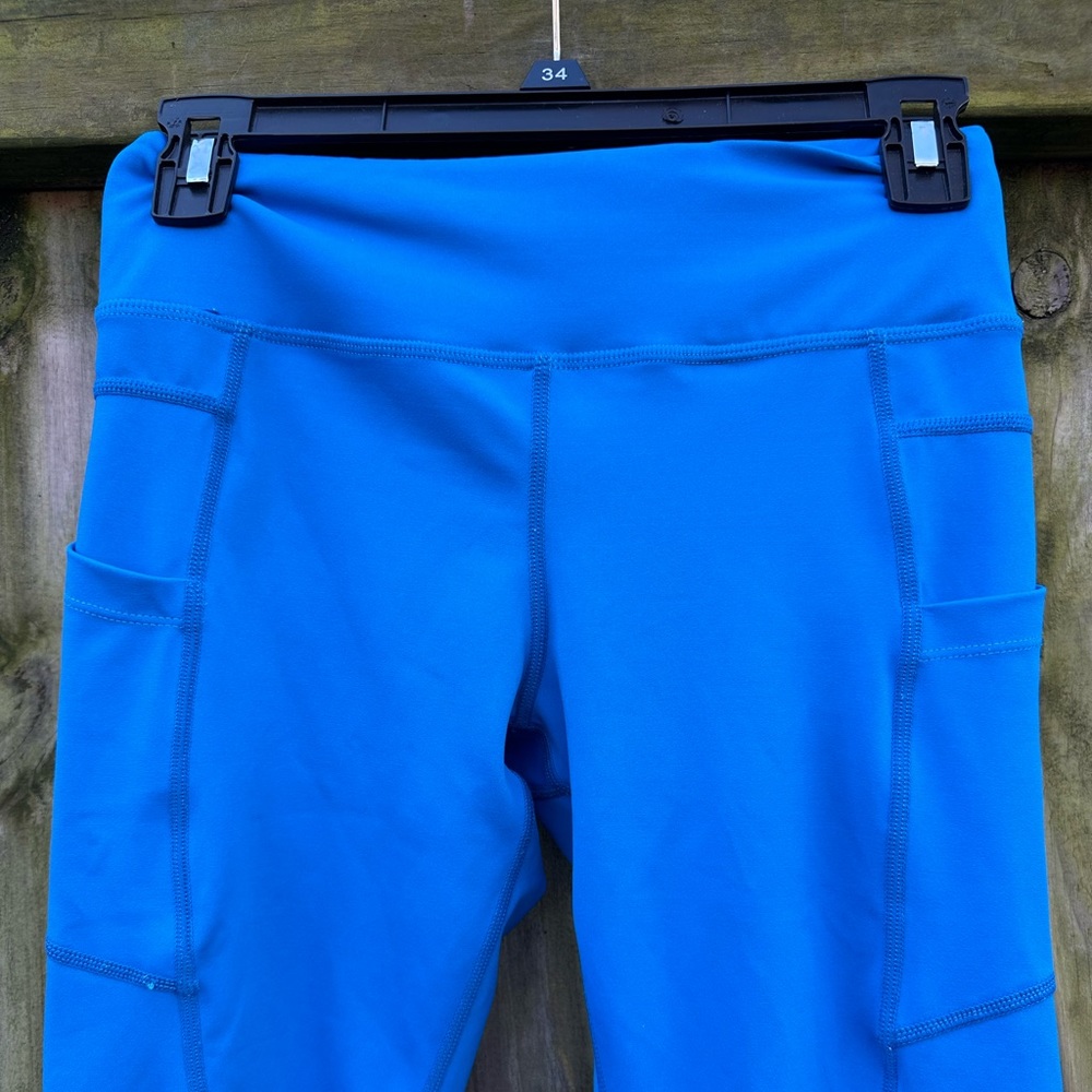 Zyia Light N Tight 7/8 Legging Bright Blue Pockets Size 4 - Picture 6 of 11